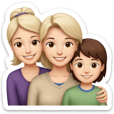 happy moments with mother and son and daughter sticker