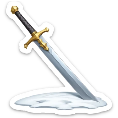 sharp sword in snow hill sticker