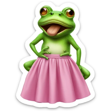 Smoking frog with pink skirt sticker