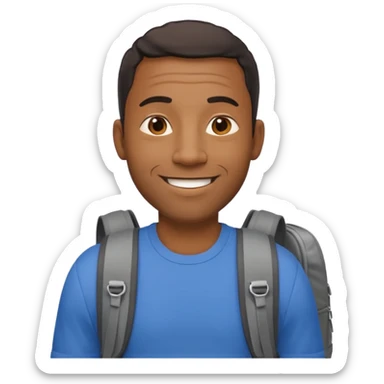 40 year old middle age black man with backpack sticker