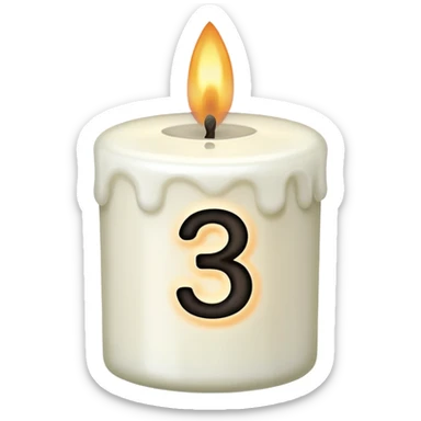 white candle with number 3 sticker