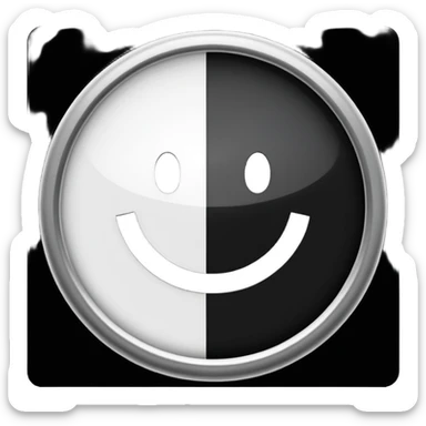 Círculo totalmente negro, adentro del círculo un símbolo de encendido y apagado en color blanco sticker