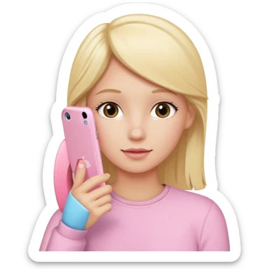 blonde person holding a pastel pink iPhone to their ear sticker