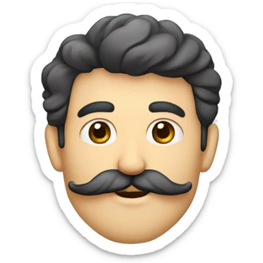 Rapaz moreno de barba e bigode com sobrancelha de circunflexo sticker