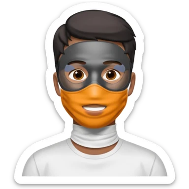  man, skincare charcoal face mask, white shirt sticker