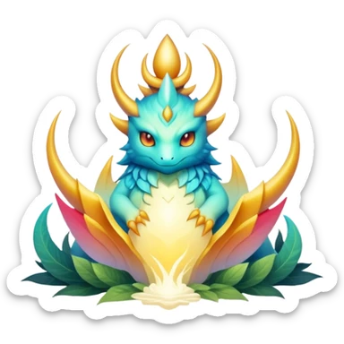 Epic divine legendary complex detailed gradients aesthetic-Fakémon-creature-scenery sticker