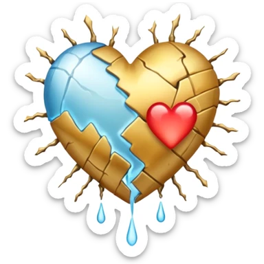 Bandaged heart leaking light through cracks sticker
