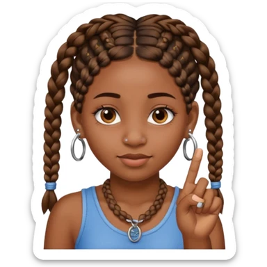 Black girl with nose ring and braids sticking middle finger sticker