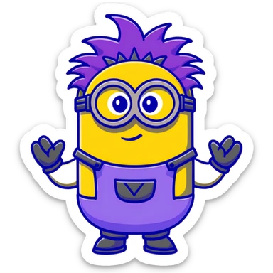 purple minion with spiky hair sticker