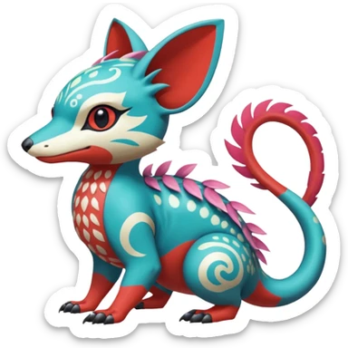  exotic tropical ornate Asian painted cyber-Sleuth-Loyd-Garmaddon-Litten-Linoone-Noibat-Fakémon-Pokémon-Vernid-creature sticker
