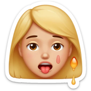 a person sweating and blushing while biting their lip sticker