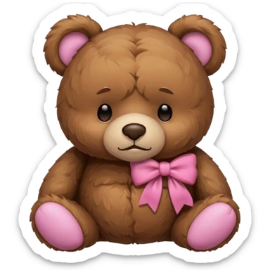 Sad Sleeping teddy bear wearing pink bow sticker