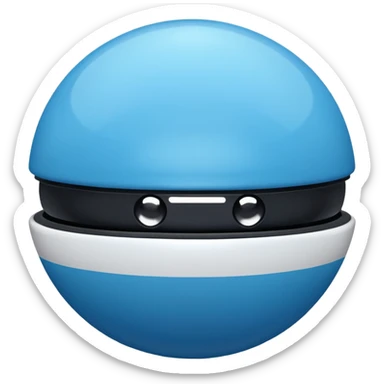 vibrant blue pokeball emoji with a black stripe and highlights sticker