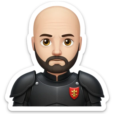 bald bearded  armed guards black armour sticker