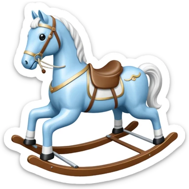 Light blue and white rocking horse  sticker