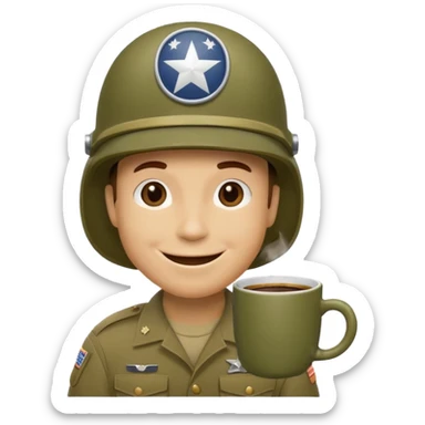 Tassae de cafe anthropomorphe style soldat americain ww2 sticker