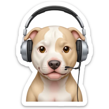 white pitbull with headphones sticker