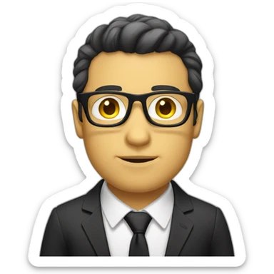 white guy with yellow tinted glasses and black hair wearing a suit  sticker