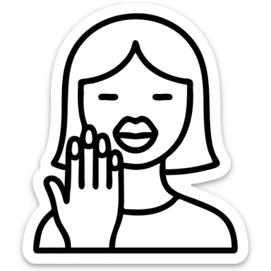 stylized icon of a girl with large lips and colorful fake nails sticker