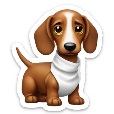 sausage dog wrapped in a white t-shirt  sticker