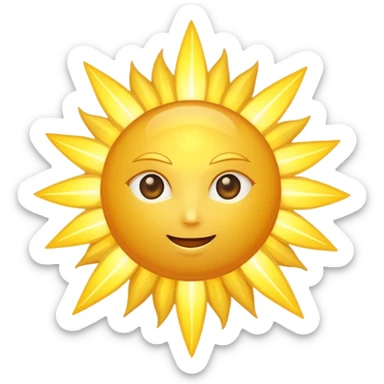 A large, bright sun, with an intense yellow center and golden rays all around, illuminated and vibrant.
Prompt: “A radiant golden sun, with long, bright rays all around, an intense yellow center, sticker