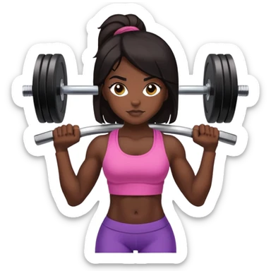 black dark girl tied dark hair lifting weights gym sticker