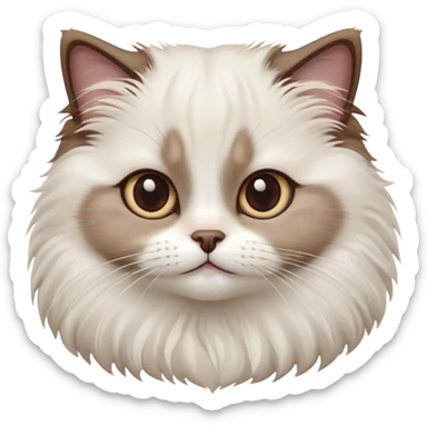 cinematic-adorable-big-eyed-fluffy-white brown-ragdoll-cat-portrait-emoji,-head-tilted-playfully-with-a-sweet-expression,-fluffy-brown seal colour with white-fur,-simplified-yet-irresistibly-cute-features-with-large,-expression, sticker