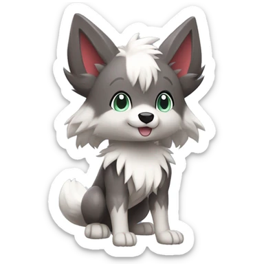 Kawaii Cool Chibi Poochyena-Rocruff-Lycanroc-Pokémon Full Body Detailed High Quality sticker