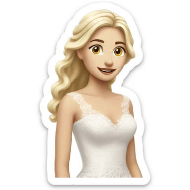 Beautiful blonde girl with long lace wedding dress sticker