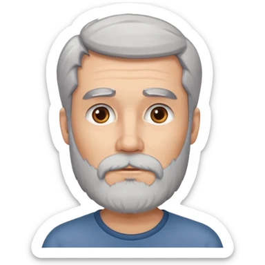 Grey haired bearded man thinking about a pretty brunette woman sticker