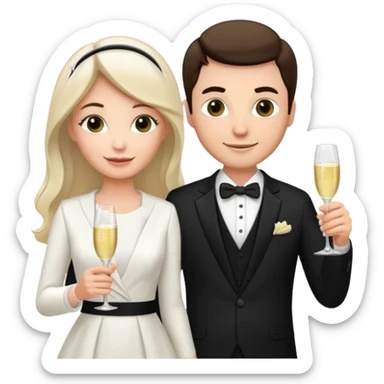 Bride and suited man anniversary sticker