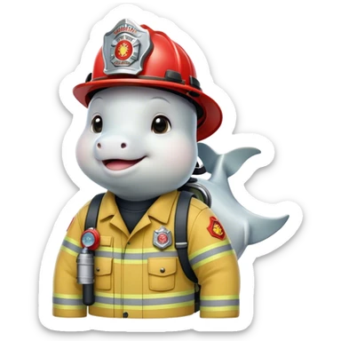 Beluga sturgeon as a fire fighter supporting union rights sticker