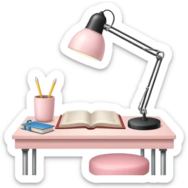 Light Pale Pink office with book and Desk lamp sticker