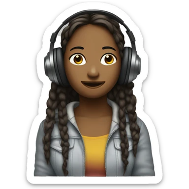 Lisa listens to music with headphones sticker