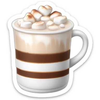 white mug of hot chocolate with cinnamon and marshmallows and whipped cream sticker