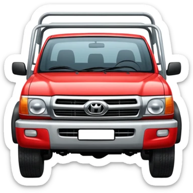 Red 1999 hilux with steel trya sticker