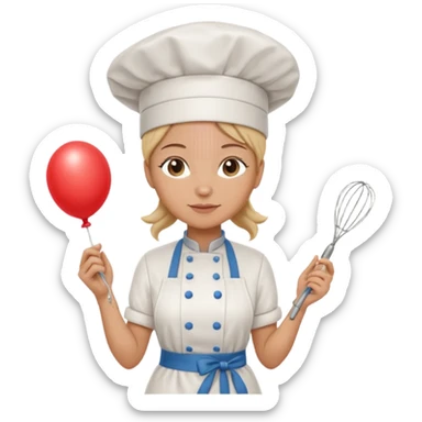 woman chef with a balloon whisk sticker