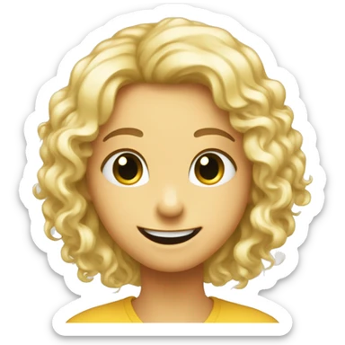 Emoj smiley sourire yeux verts cheveux longs bouclés lunett ppapillon  sticker