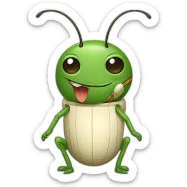 cute Anthropomorphic cricket sticker