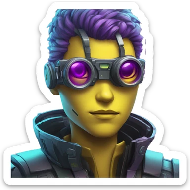 Secret human yellow emoji face agent with  cyberpunk elements with a spyglass scanning looking reviewing multicolor lines of code, cyan and purple colors, only upper body portrait sticker