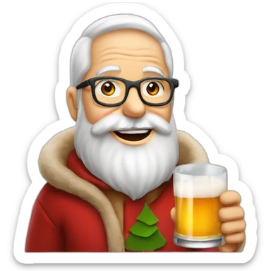Père Noël qui offre un verre de bière à un enfant comme cadeau sticker