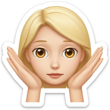 Face peaking though hands sticker