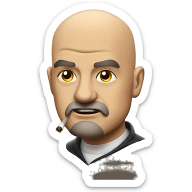Heavy set Bald man smoking and mad sticker