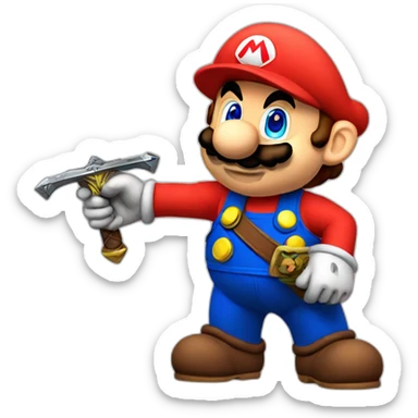 Mario with an enormous Sword sticker