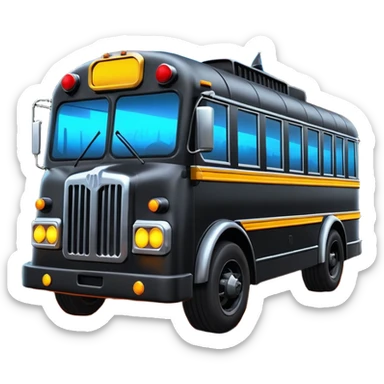 Mad max survival apocalypse Darth Vader’s Batman-armored 1886 black graphite colored school bus with horizontal holographic flames painted on the side and neon under glow  sticker