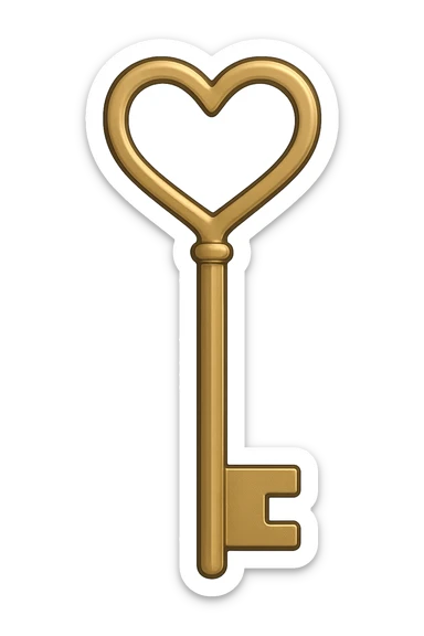key with a heart-shaped bow, no background sticker