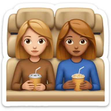 Two girls one caramel coloured hair but short shoulder length hair and one the same colour hair but long they ar watching a movie sticker