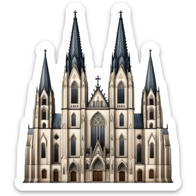 Cinematic Realistic Cologne Cathedral Landmark Emoji, showcasing Gothic architecture rendered with detailed stone textures and majestic, dynamic lighting. two tall  tall towers on either side sticker