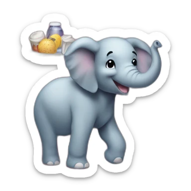 elephant dans un frigo sur une licorne sticker