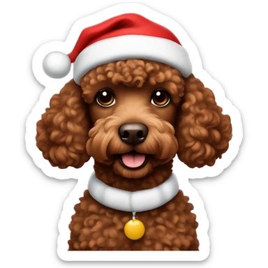 Brown Poodle in Santa suit  sticker